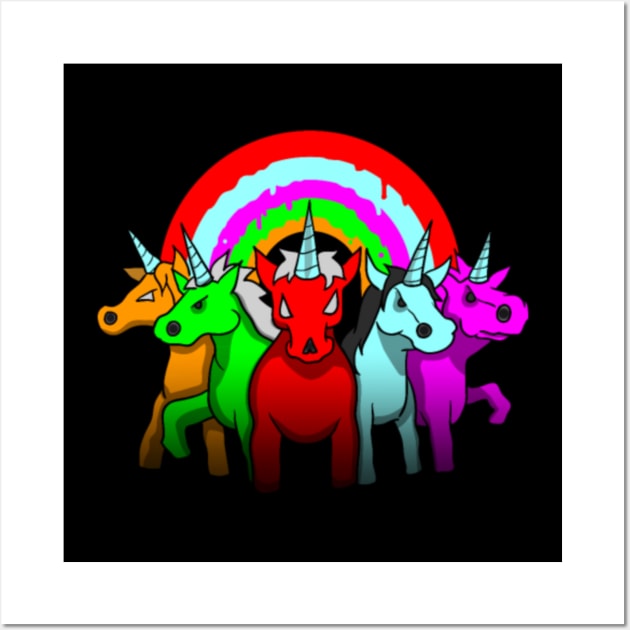 Evil Unicorn Shirt - Rainbow Evil Zombie Halloween Wall Art by Nulian Sanchez